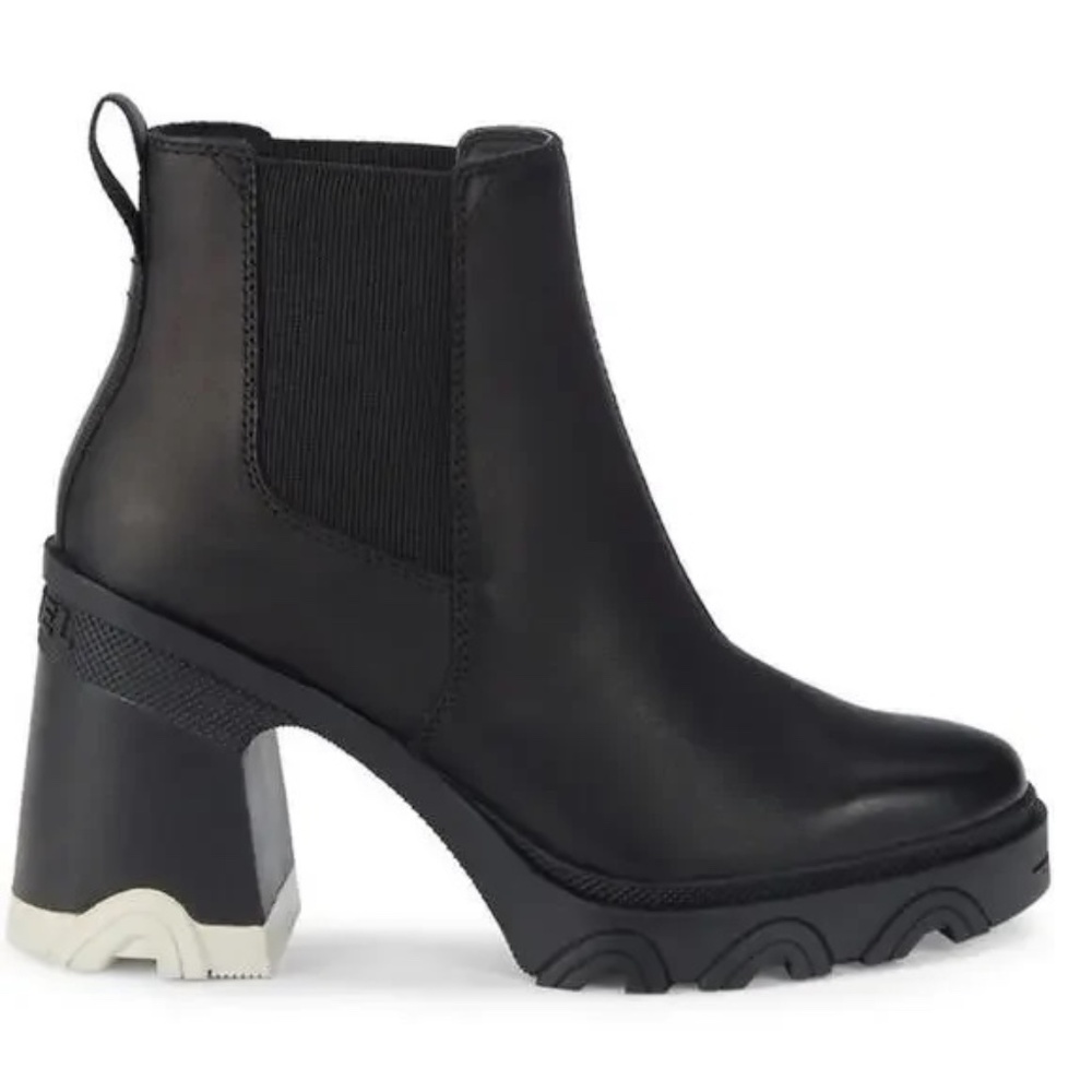 Sorrel Brex Waterproof Block Heel Chelsea Boot in Black/White Size 10
